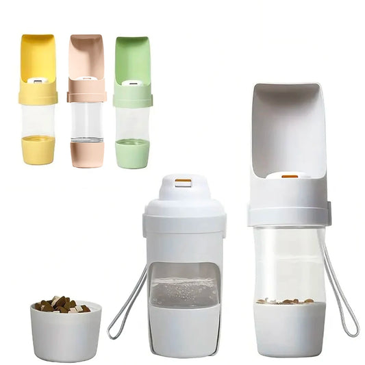 2-in-1 Pet Travel Water Bottle with Food Container