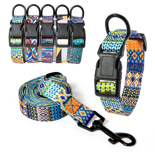 Bohemian Pet Collar & Leash Set